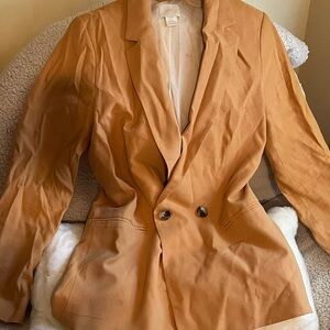 H&M Camel Double-Breasted Blazer